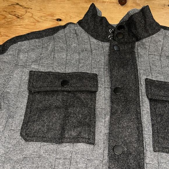 Mens Calvin Klein Jeans Gray and Black Zip Up Sweater Jacket Size Large - Picture 4 of 10